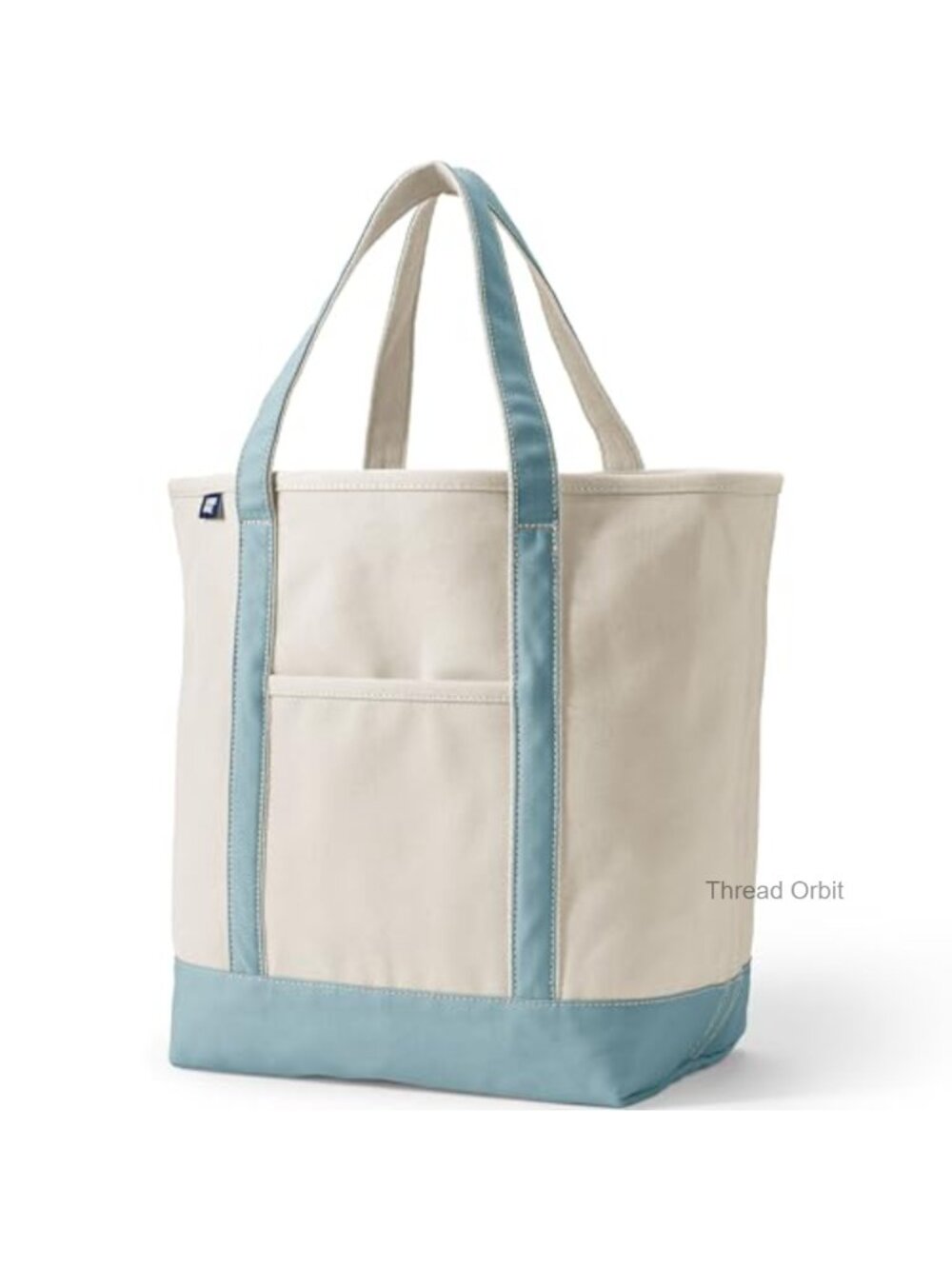 Lands' End Open Top Canvas Tote Bag - Heavy Duty, 5 Pockets, Water Resistant